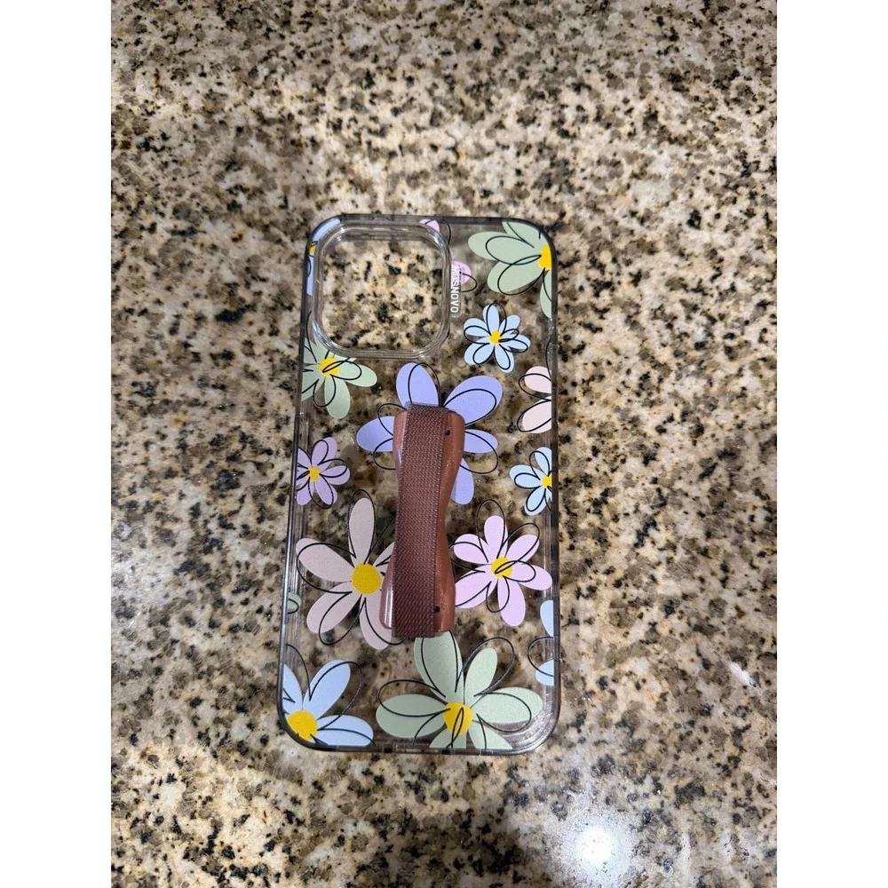 IPHONE 15 pro MAX Clear Phone Case White Daisy Floral Pattern Protective Cover